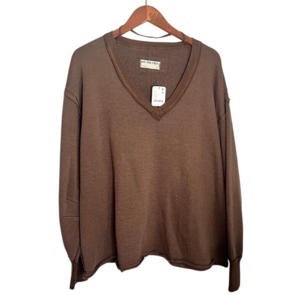 NWT We the Free People Venice Sweatshirt in Brown Bear XS - Picture 5 of 8